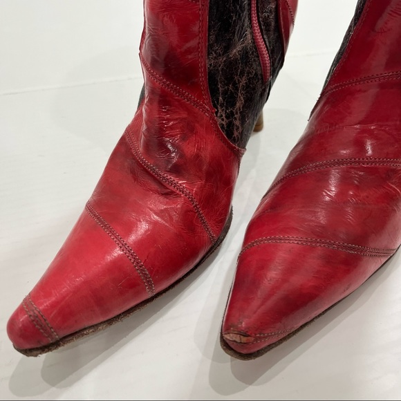 White Diamond Cowboy Heeled Boots Flower Pink Red Los Altos - Picture 7 of 11